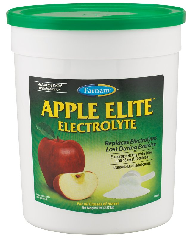 Farnam Apple Elite Horse Electrolyte Powder, Replaces minerals lost in sweat during exercise, extreme weather & stressful conditions, 5 lb., 40 day supply