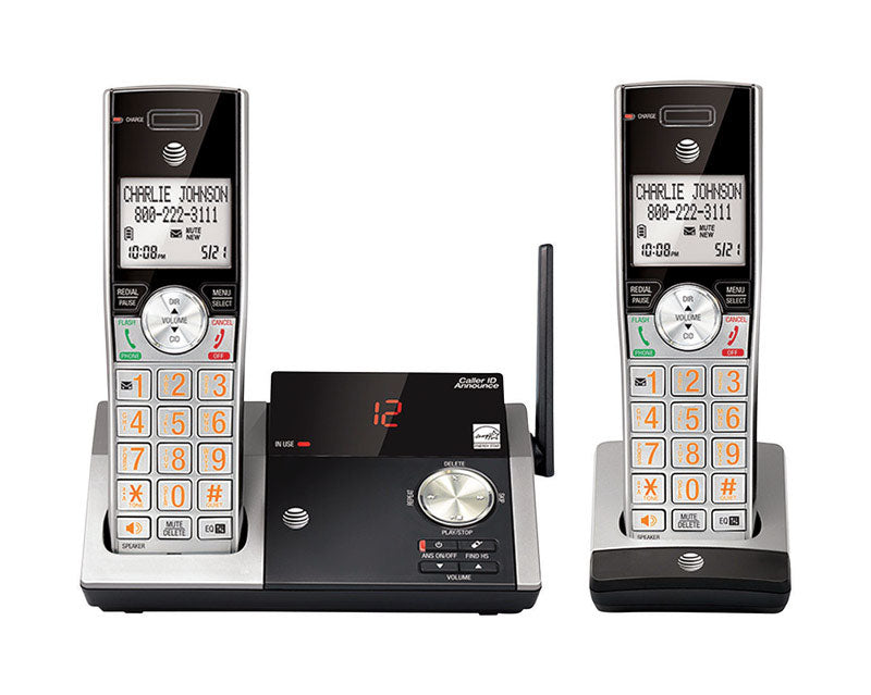 AT&T DECT 6.0 2 handsets Digital Cordless Answering System Silver