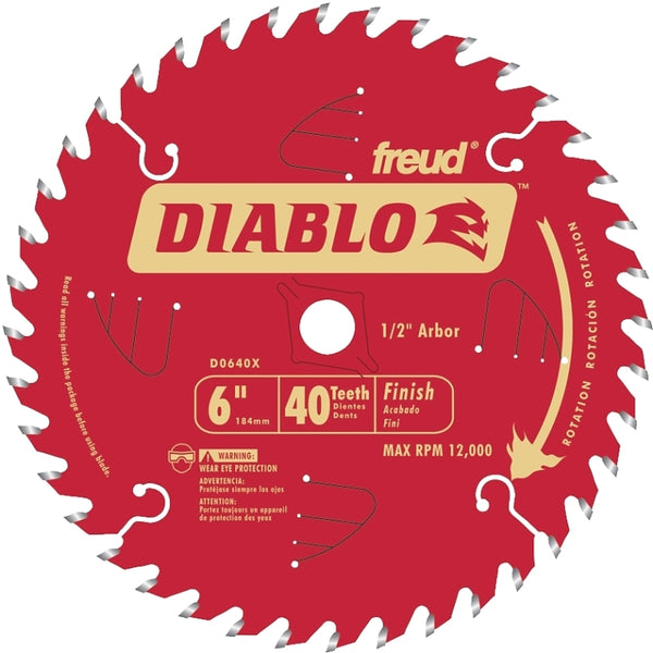 Freud 6-Inch 40 Tooth ATB Trim Saw Blade with 1/2-Inch Arbor D0640X
