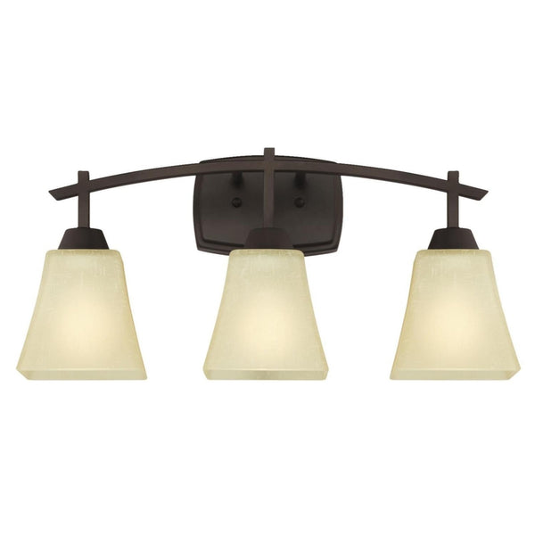 Westinghouse 6307500 Midori Three-Light Indoor Wall Fixture, Finish Linen, Oil Rubbed Bronze-Amber Glass