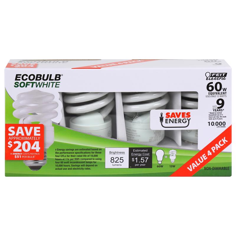 Feit Electric Ecobulb 13 watt CFL Bulb Soft White Utility 2700 K