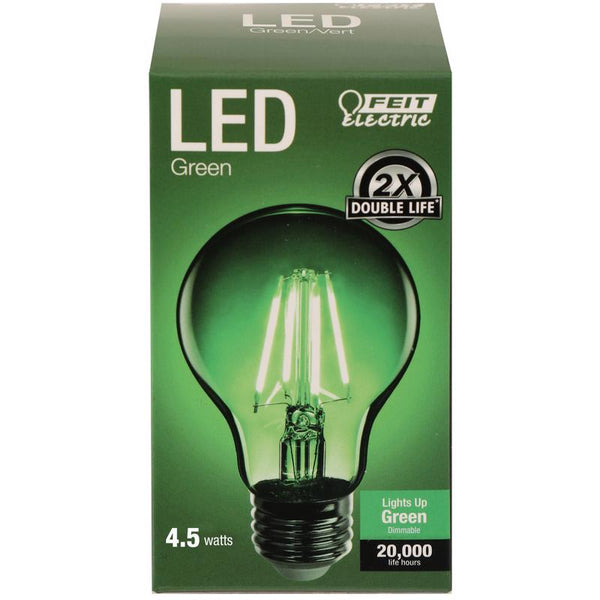 Feit Electric A19/TG/LED 40W Equivalent 4.5 Watt Dimmable Filament Clear Glass A19 LED Light Bulb, Green