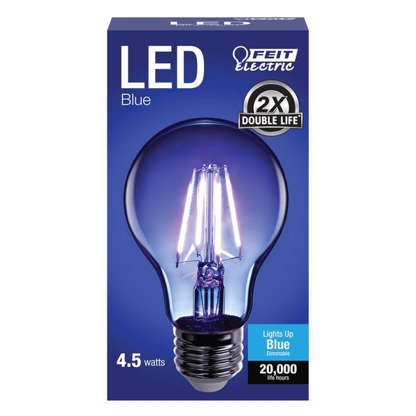 Feit Electric - Blue Filament LED 25W Equivalent Dimmable Clear Glass Light Bulb, A19 (A19/TB/LED)