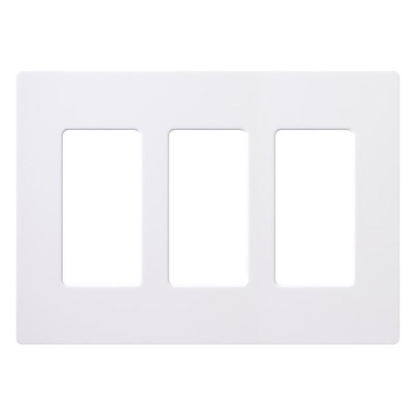 Lutron Claro White Light Switch Cover Plate, 3-Gang Screwless Wall Plate for Rocker Light Switches, Outlet Cover, Gloss CW-3-WH