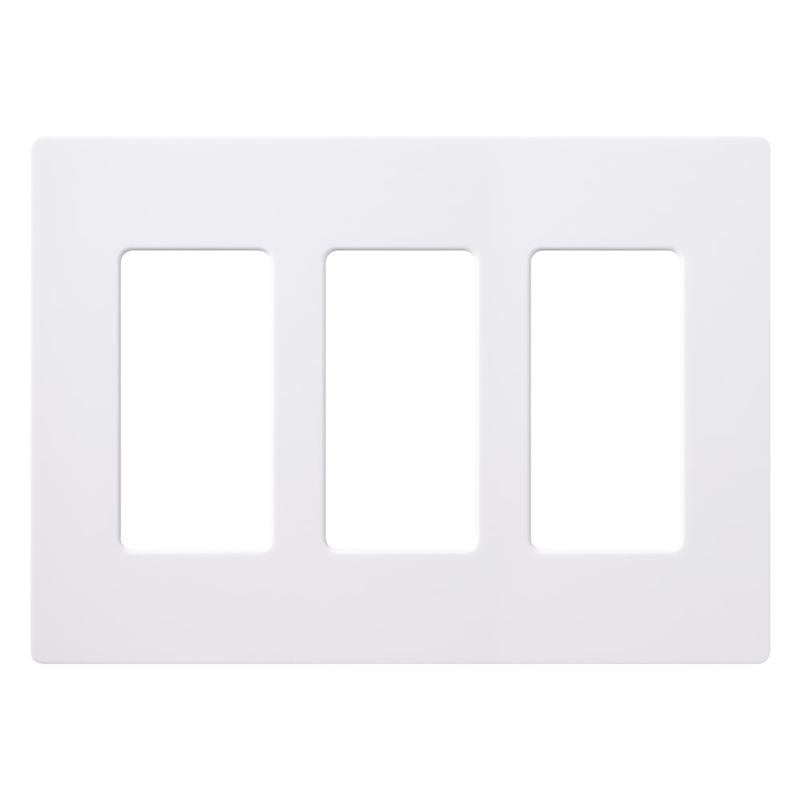 Lutron Claro White Light Switch Cover Plate, 3-Gang Screwless Wall Plate for Rocker Light Switches, Outlet Cover, Gloss CW-3-WH