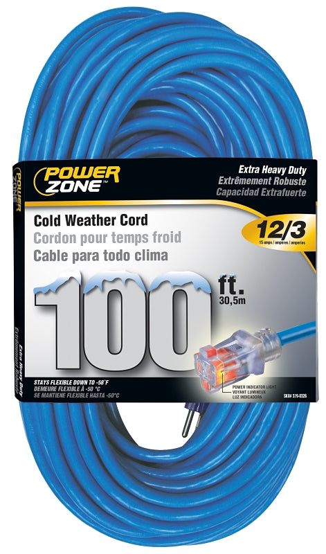 PowerZone Cord Extension Outdoor Cold 12/3x100ft ORCW511835
