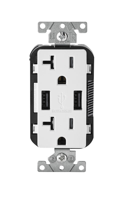 Leviton USB Outlet 20AMP Wht T5832-W
