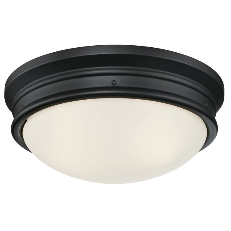 Westinghouse Lighting 6324100 Meadowbrook Two-Light Indoor Flush-Mount Ceiling Fixture, Matte Black Finish with Frosted Glass