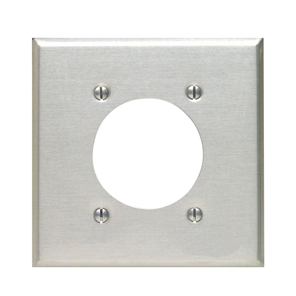 Leviton 83026 2-Gang Flush Mount 2.15-Inch Diameter, Device Receptacle Wallplate, Standard Size, Device Mount, Aluminum 001-83026-000