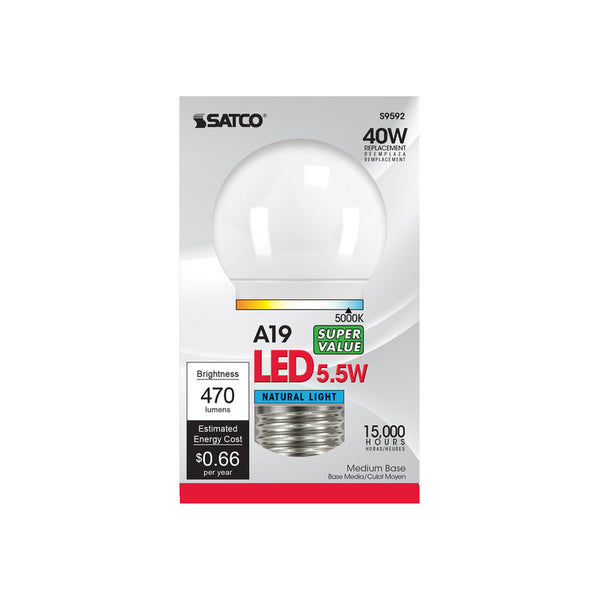 Satco S8745 LED R20 Light Bulb, 8W, 920L, 2700K, 50000 Hour Rating, Warm White S9592