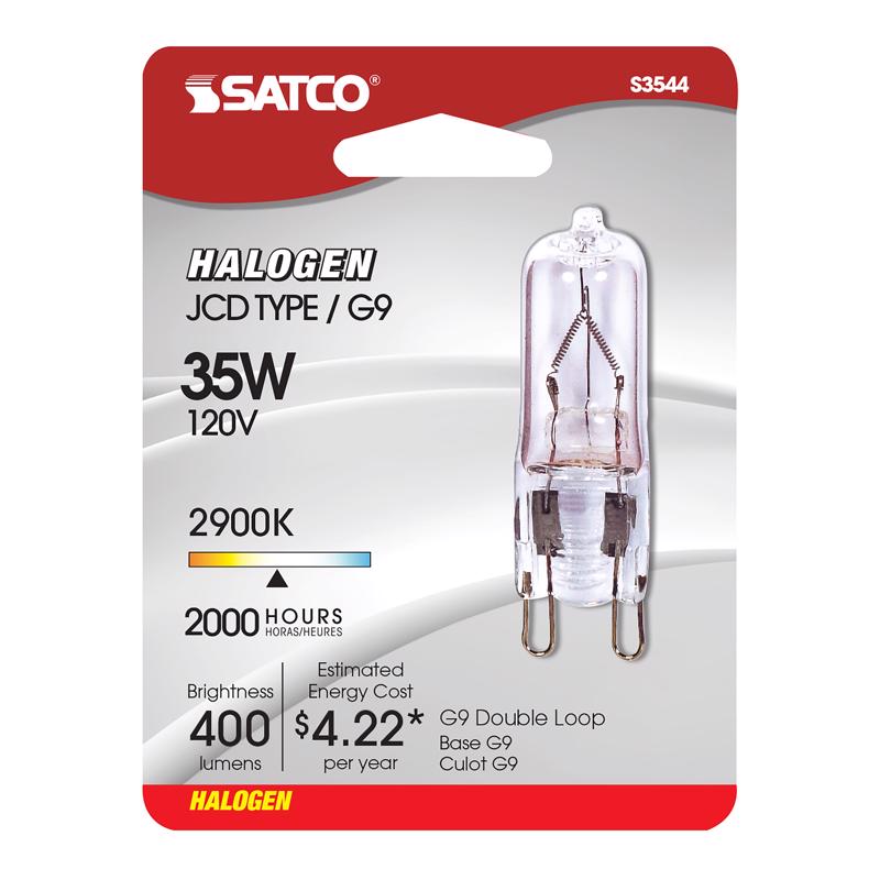 Satco S3544 1/Card 120V 35-Watt T4 G9 Base Light Bulb, Clear