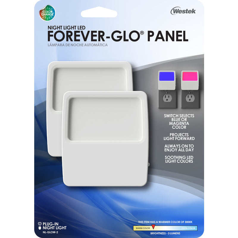 Westek 771570-1 watt 120 volt Forever-Glo Panel LED Night Light (2 Pack) (GLOW PANEL ALWAYS ON 2CLR NTLT 2PK (NL-GLOW-2))