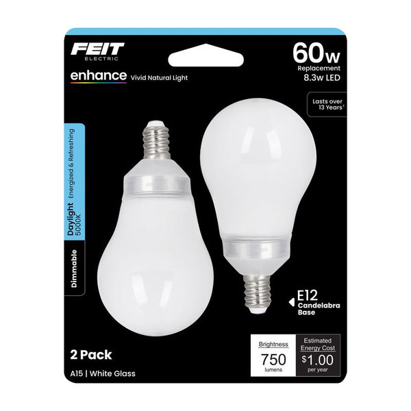 Feit Electric BPA1560C/950CA/2 60W 5K LED Filament LED Bulb White