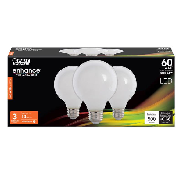 Feit Electric 35952 - G2560W927CA/FIL/3/RP G25 Globe LED Light Bulb G2560W927CAFL3R