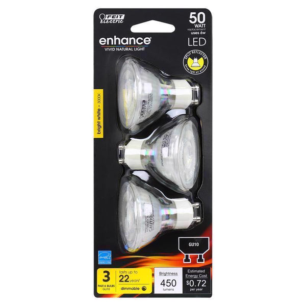 Feit Electric 50W Mr16 Gu10 Bright White Led Bulb 3Pk MR16FG500930CA3