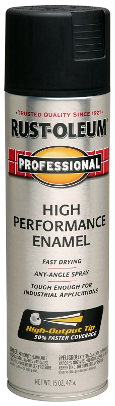 Rust-Oleum 239107 Professional High Performance Enamel Spray Paint, 15 Oz, Semi-Gloss Black