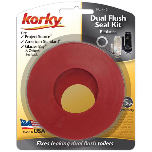Korky 440BP Dual Flush Seal Kit - Replaces AquaSource, American Standard, Glacier Bay and Mansfield Seals - Made in USA , Red , 3 In.