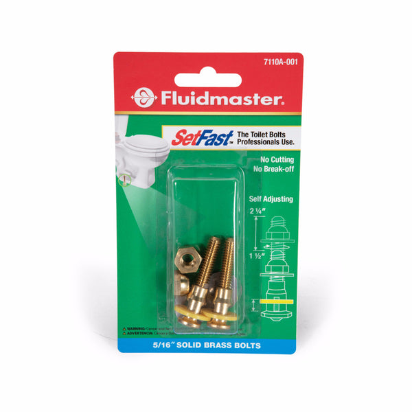 Fluidmaster 7110A-001-P10 Setfast Self-Adjusting Toilet Bowl to Floor Bolts, Brass 7110A-003-P5