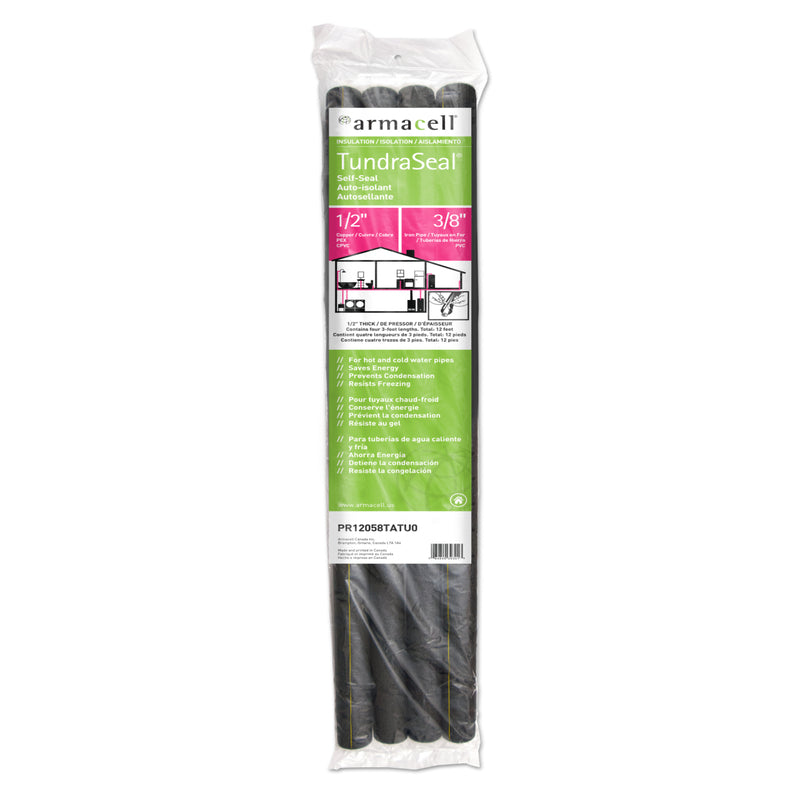 Armacell TundraSeal Self Sealing 1/2 in. x 3 ft. L Polyethylene Foam Pipe Insulation - Case of: 18;1818