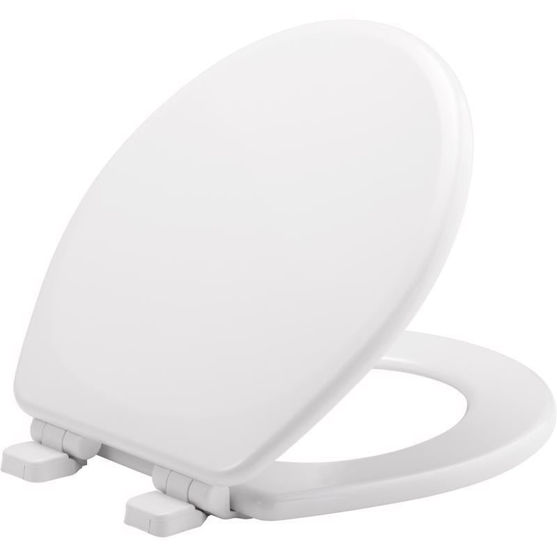MAYFAIR 843SLOW 000 Lannon Toilet Seat will Slow Close and Never Loosen, ROUND, Durable Enameled Wood, White