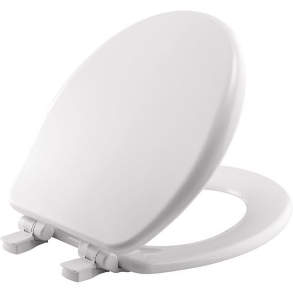 MAYFAIR 864SLOWB 000 Alesio II Toilet Seat will Slow Close, Never Loosen and Provide the Perfect Fit, ROUND, Highly Stylized Durable Enameled Wood, White 64SLOW-000