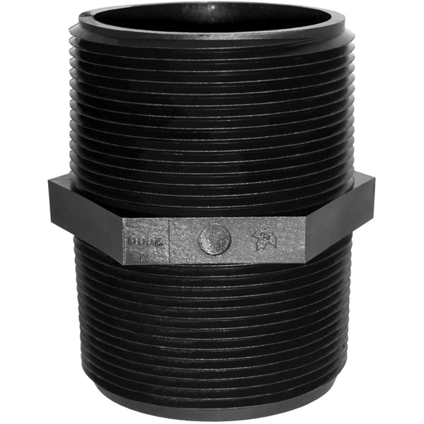 GREEN LEAF M 2000 P M2000P Pipe Nipple, 2 In, Mpt, Polypropylene, Black