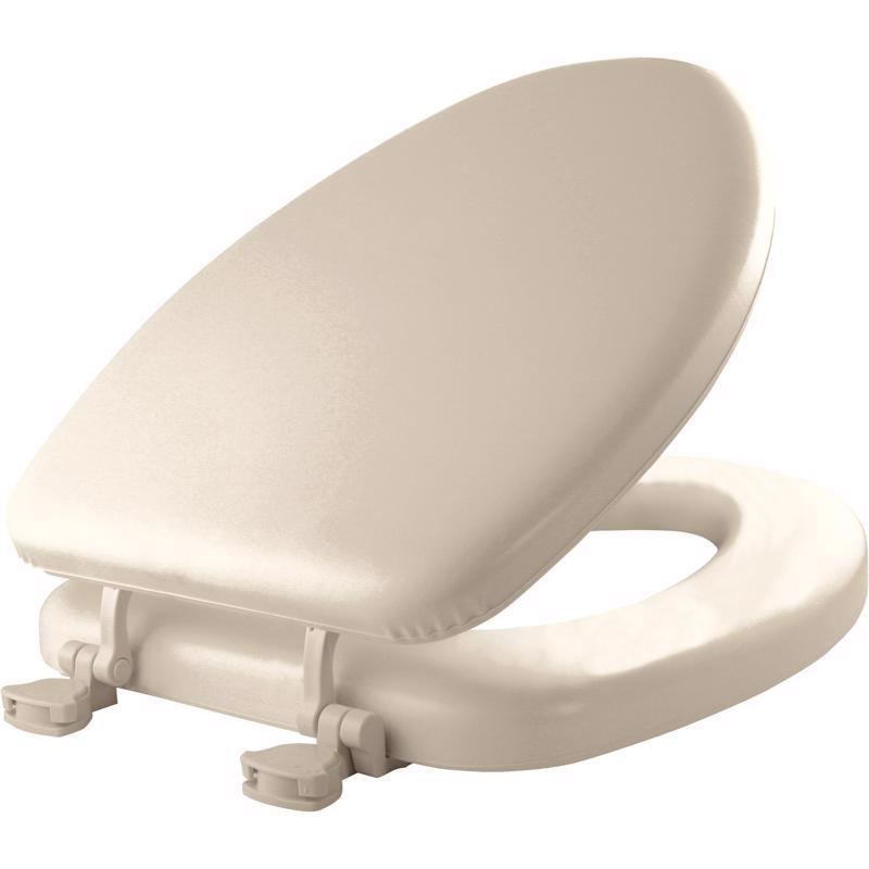Mayfair Padded Toilet Seat, Cushioned Soft Vinyl over Wood Core Seat, Secure Hinges, Easy Clean, Elongated, Bone
