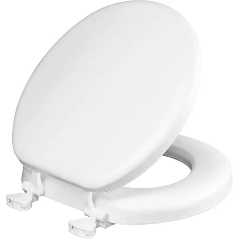 Bemis 15EC 000 Cushioned Toilet Seat, Round, Easy-Clean & Change Hinge, STA-TITE Fasteners, White - Quantity 4