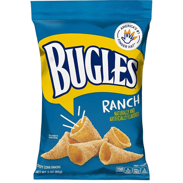 Bugles Crispy Corn Snacks, Ranch Flavor, Snack Bag, 3 oz 693400