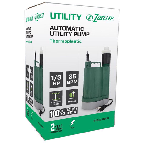 Zoeller 1/3HP Automatic Utility Pump 1043-0006