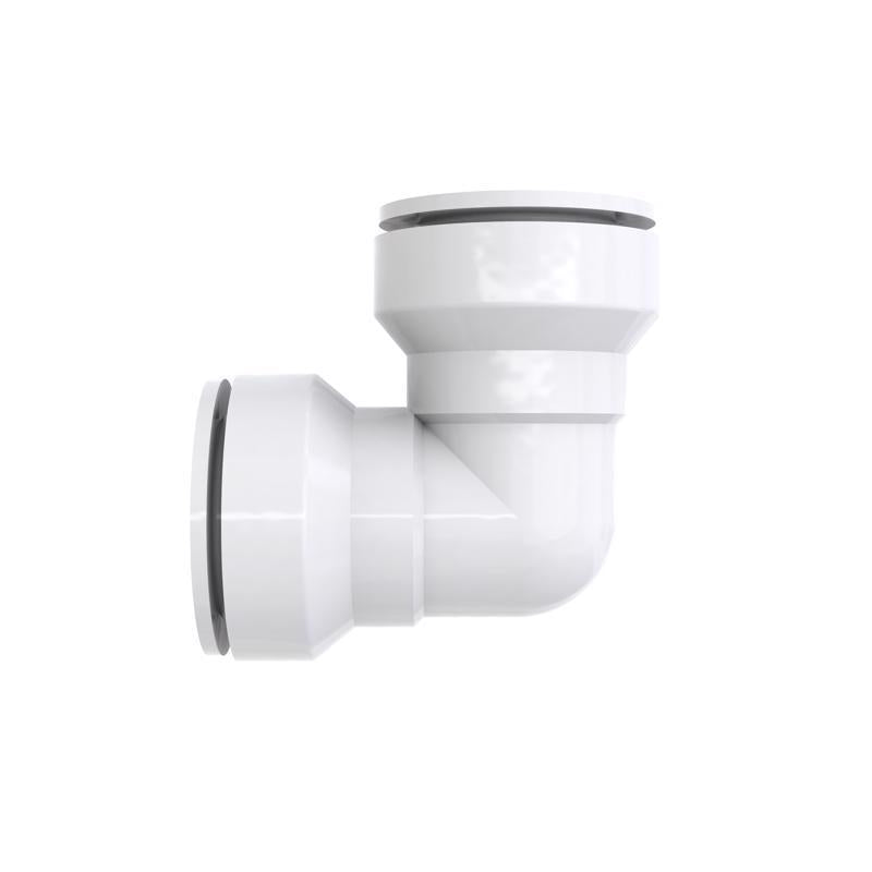 Keeney Insta-Plumb 1-1/2 in. Push Fit Connect to 90 Degree Tubing Coupling, White
