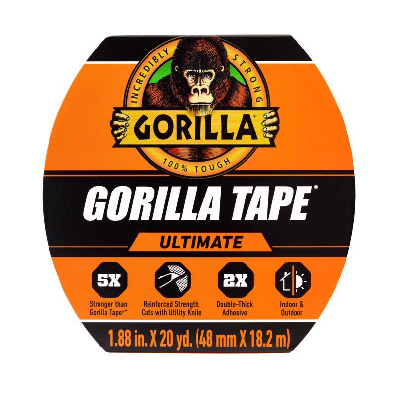 Ultimate Gorilla Tape, High Tensile Cloth with Double-Thick Adhesive for Hauling, Strapping, Patching, Bundling, Lifting, 1.88" x 20yd, Black (Pack of 1)
