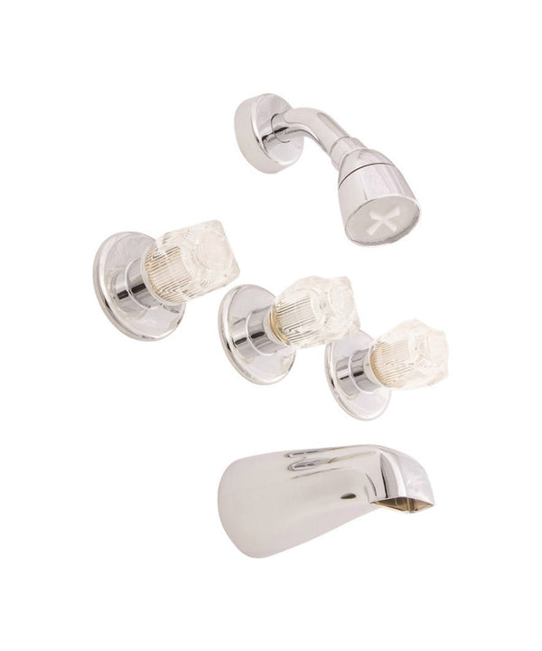 American Brass Tub and Shower Faucet 3 Knobs Jocelyn Brass Finish Brass Material J2700TE