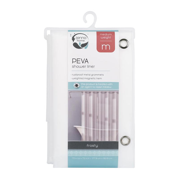Zenna Home 272118 70 x 72 in. PEVA Medium Weight Shower Liner Frosty Lprmfrl