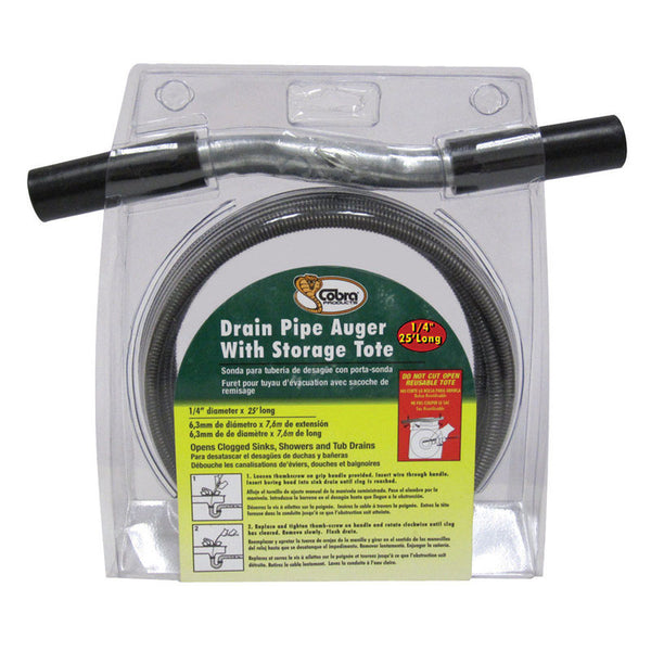 Cobra Products 10250 Drain Auger Tote, 1/4" x 25'', No Color