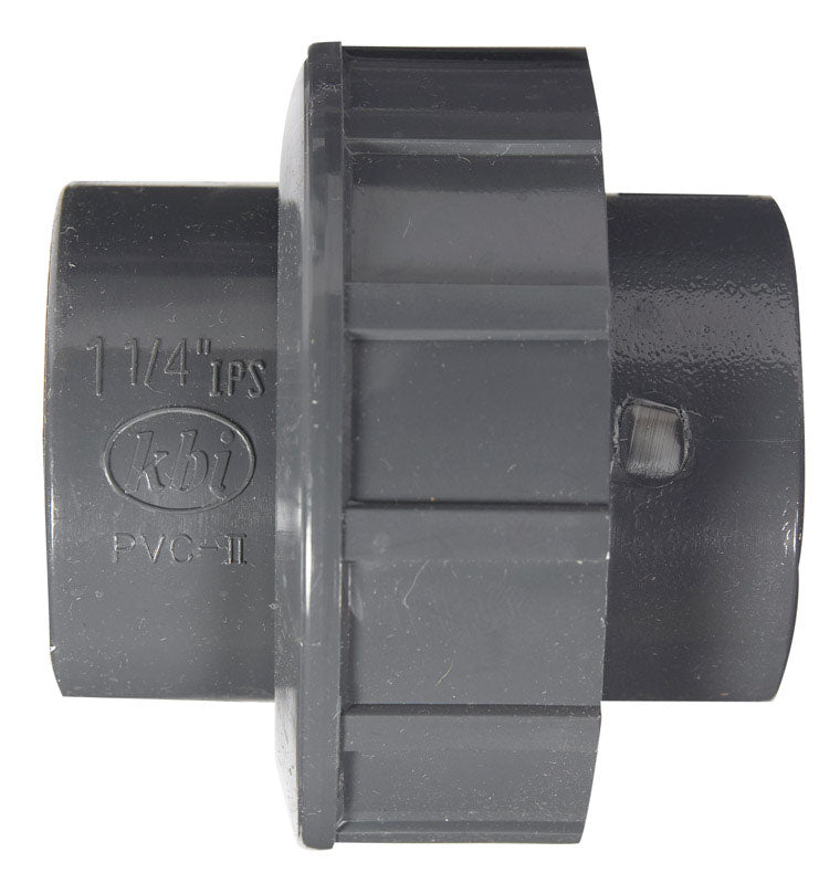 PVC Solvent Weld Slip Pipe Union, Gray, 1.25-In.