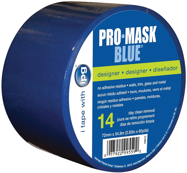 IPG PMD72 ProMask Blue, 14-Day Painter's Tape, 2.83" x 60 yd, Blue, (Single Roll)