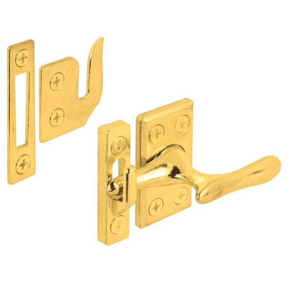 Prime-Line H 3553 Brass Casement Lock for Older-Style Wood Windows, Zinc Die-Cast