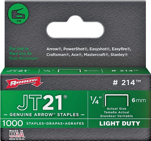 Arrow Fastener 214 1/4" JT21 Staples Steel Galvanized