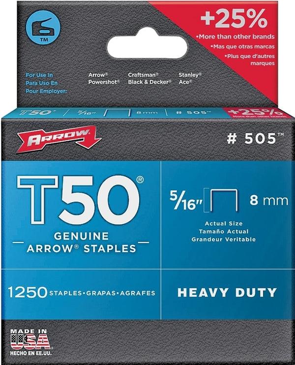 Arrow Fastener 50524 5/16" T50 Staples Steel