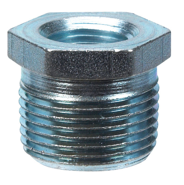Billco 1/2 in. MPT 1/4 in. Dia. x 0.8 in. L MPT Galvanized Steel Hex Bushing 753288000056 (5-Pack)
