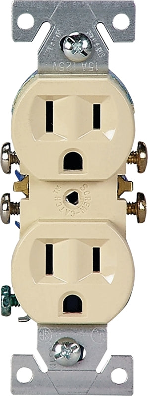EATON Wiring 270V Grounded Straight Blade Duplex Receptacle, 125 V, 15 A, 2 Pole, 3 Wire, Clear