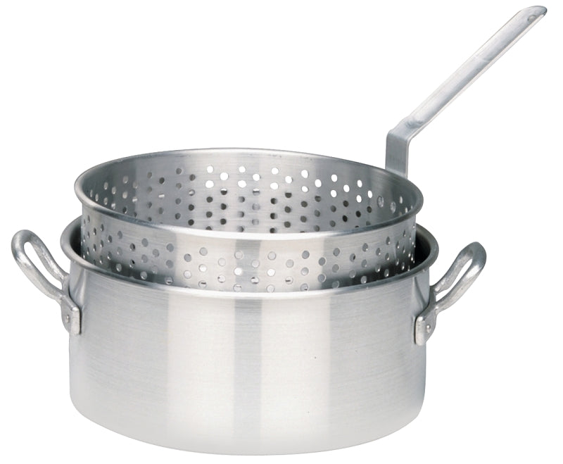 Bayou Classic 4010 10-qt Aluminum Fry Pot Features Heavy-Duty Riveted Handles Perforated Aluminum Basket Perfect For Frying Shrimp Chicken Hushpuppies and Fries