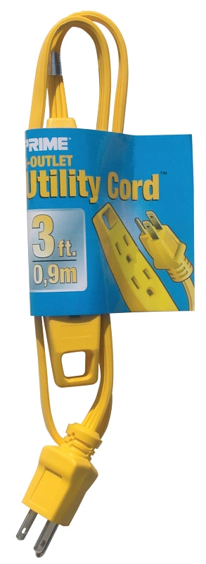 Prime EC840603 3-Foot 16/3 SPT-2 3-Outlet Utility Indoor Cord, Yellow