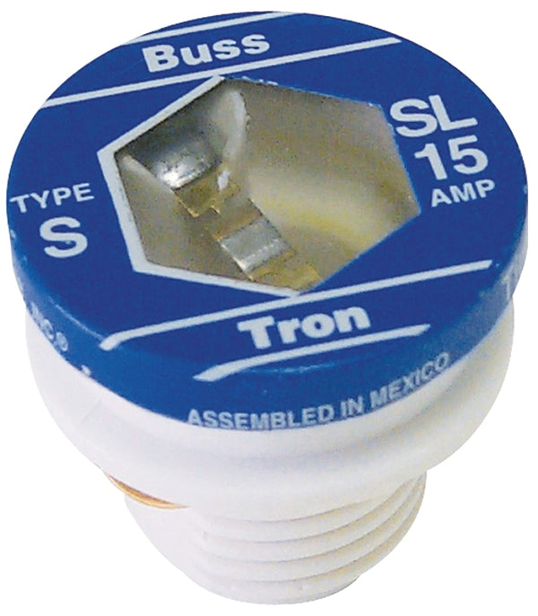 Bussmann SL-15 Low Voltage Medium Duty Time Delay Plug Fuse, 125 Vac, 15 A, 10 Ka