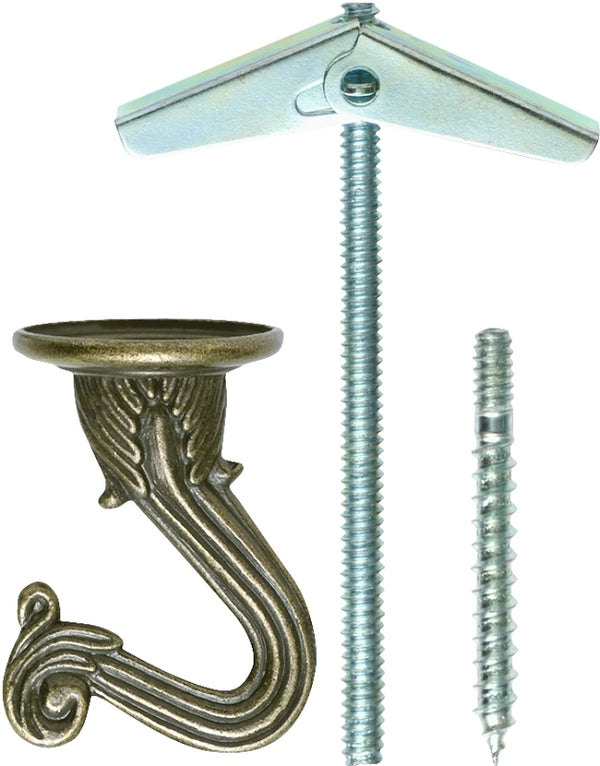 OOK 50342 Swag Hooks with Hardware, Antique Brass, 2-Count