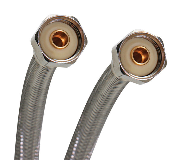 Fluidmaster B4F20U Faucet Connector With Size Adaptors, Braided Stainless Steel - 3/8 Compression, 7/16 Compression, 1/2 Compression, or 1/2 F.I.P Thread x 1/2 F.I.P. Thread, 20-Inch Length
