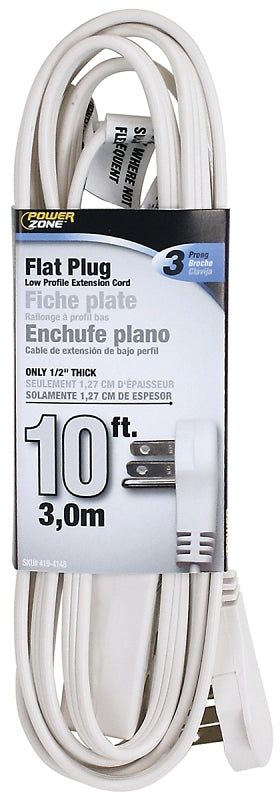Power Zone Cord Exten Flat Plug 10ft Wht OR930610