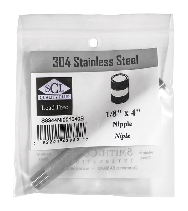 Smith Cooper Nipple 1/8 X 4 Stainless Steel 4632100050