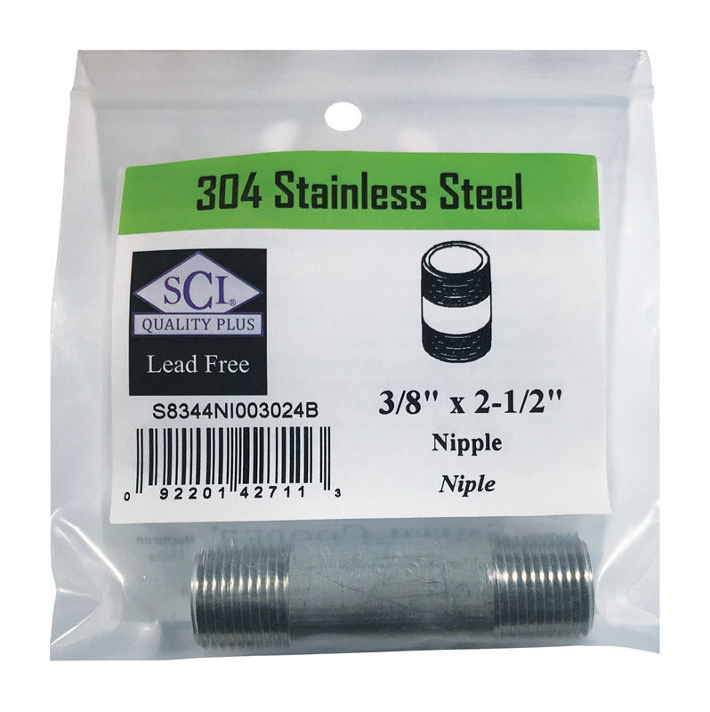 Smith-Cooper International Nipple SS 3/8 X 2.5